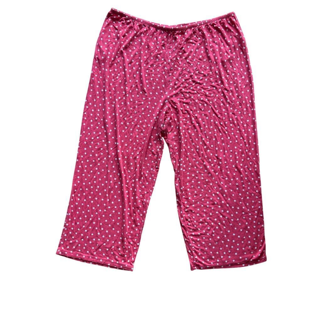 Ellen Tracy Pink White Polka Dot Pajama Top Pants Size XL Matching Set - Picture 6 of 10